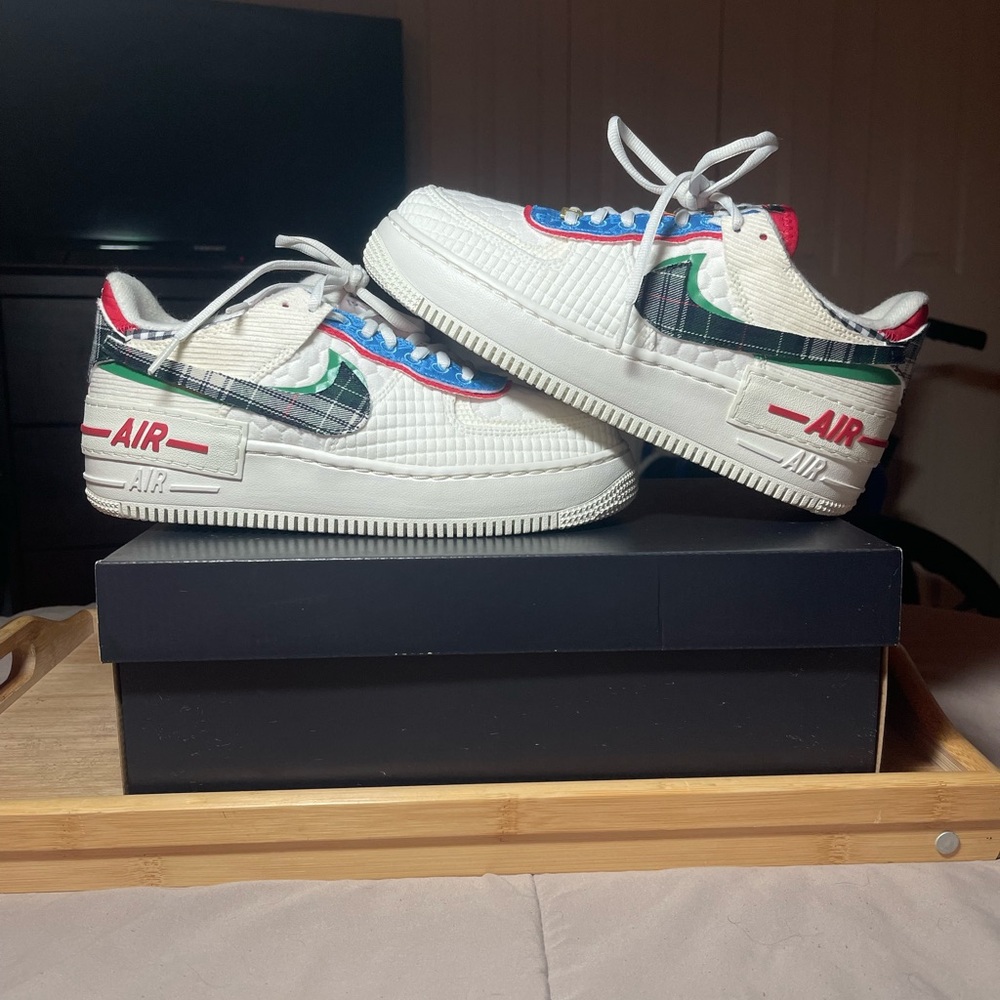 Nike Air Force 1 Shadow Sail Green and University Blue Multicolor